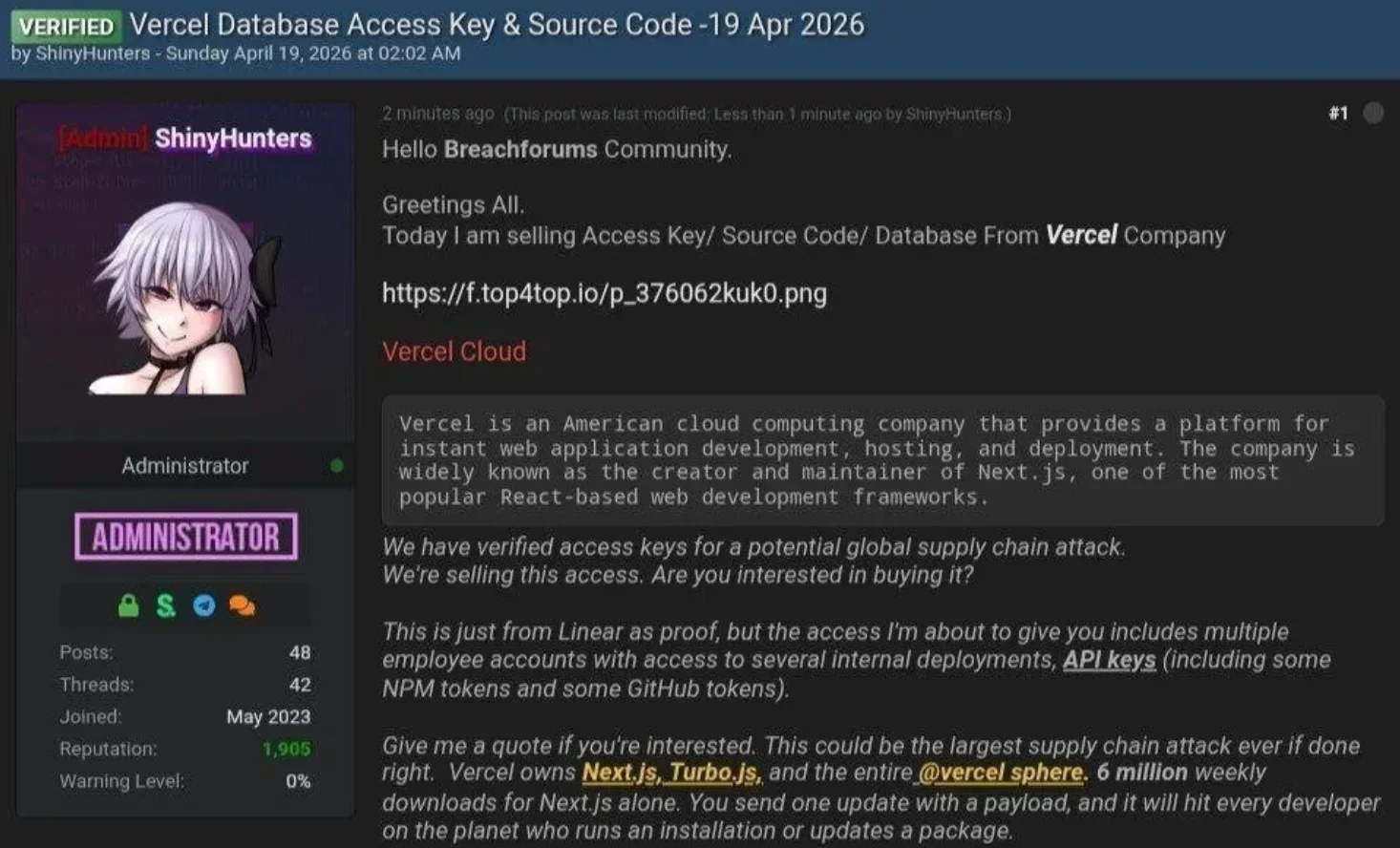ShinyHunters-Vercel-post