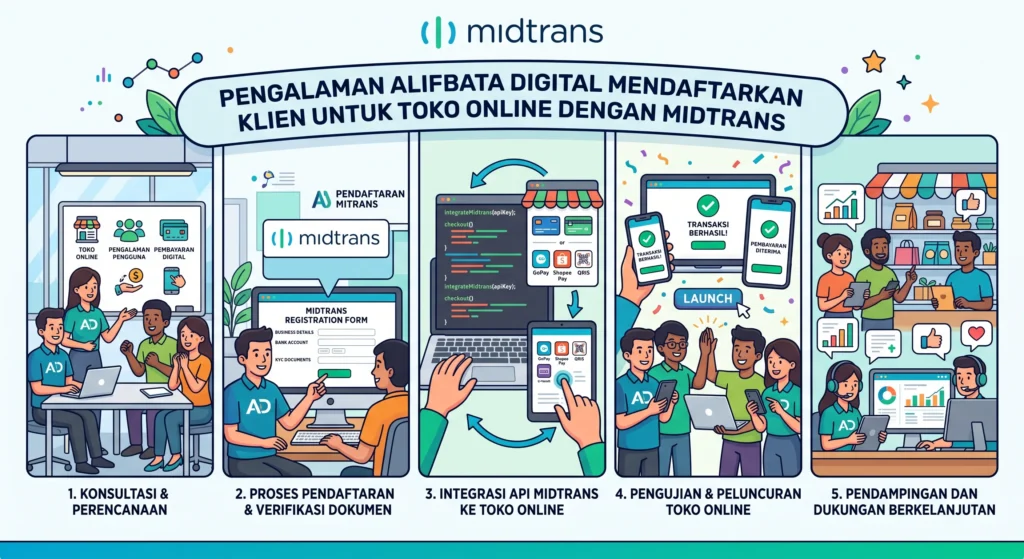 Payment Gateway Midtrans, Pengalaman Alifbata Digital Mendaftarkan Klien untuk Toko Online